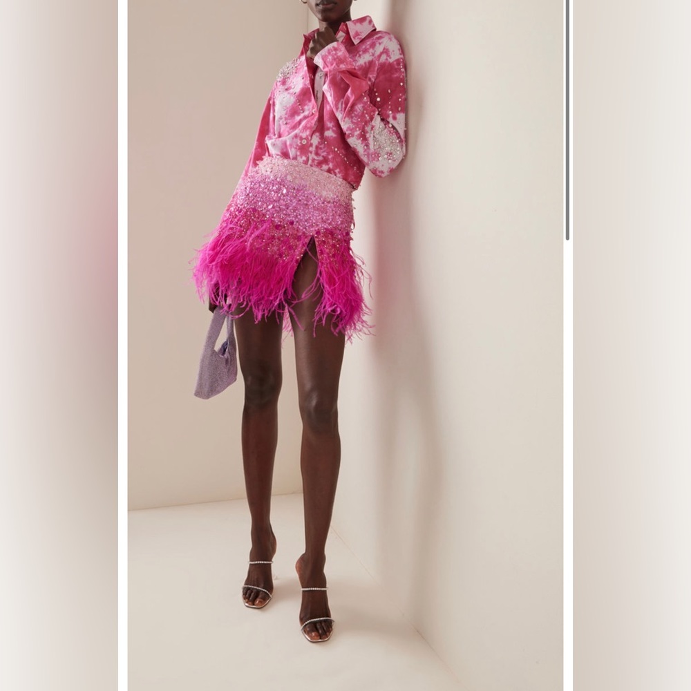 DES PHEMMES Exclusive Feathered Mini Skirt